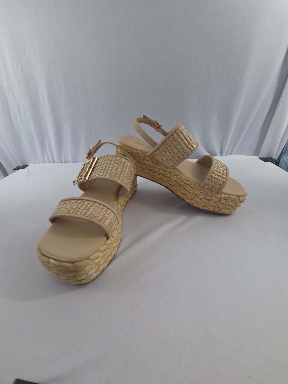 Shoe 'N Tale Raffia Woven Platform Wedge Espadrille Sandals